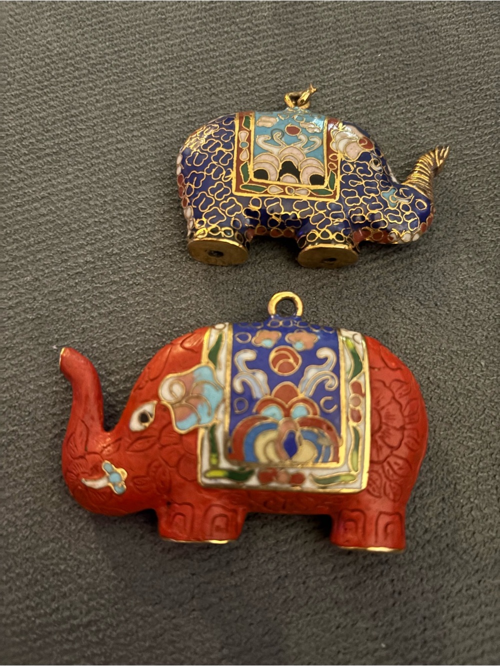 Authentic Cloisonné Elephant Pendants in Red and Blue(this listing is for blue)